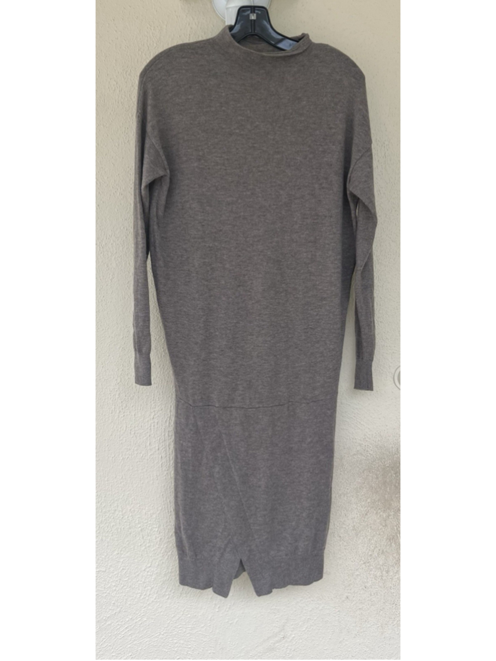 AllSaints Cashmere Wool Knit Midi Dress Size 0 Taupe Long Sleeve Capsule Minimal